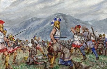 A painting of the battle ofThermopylae.